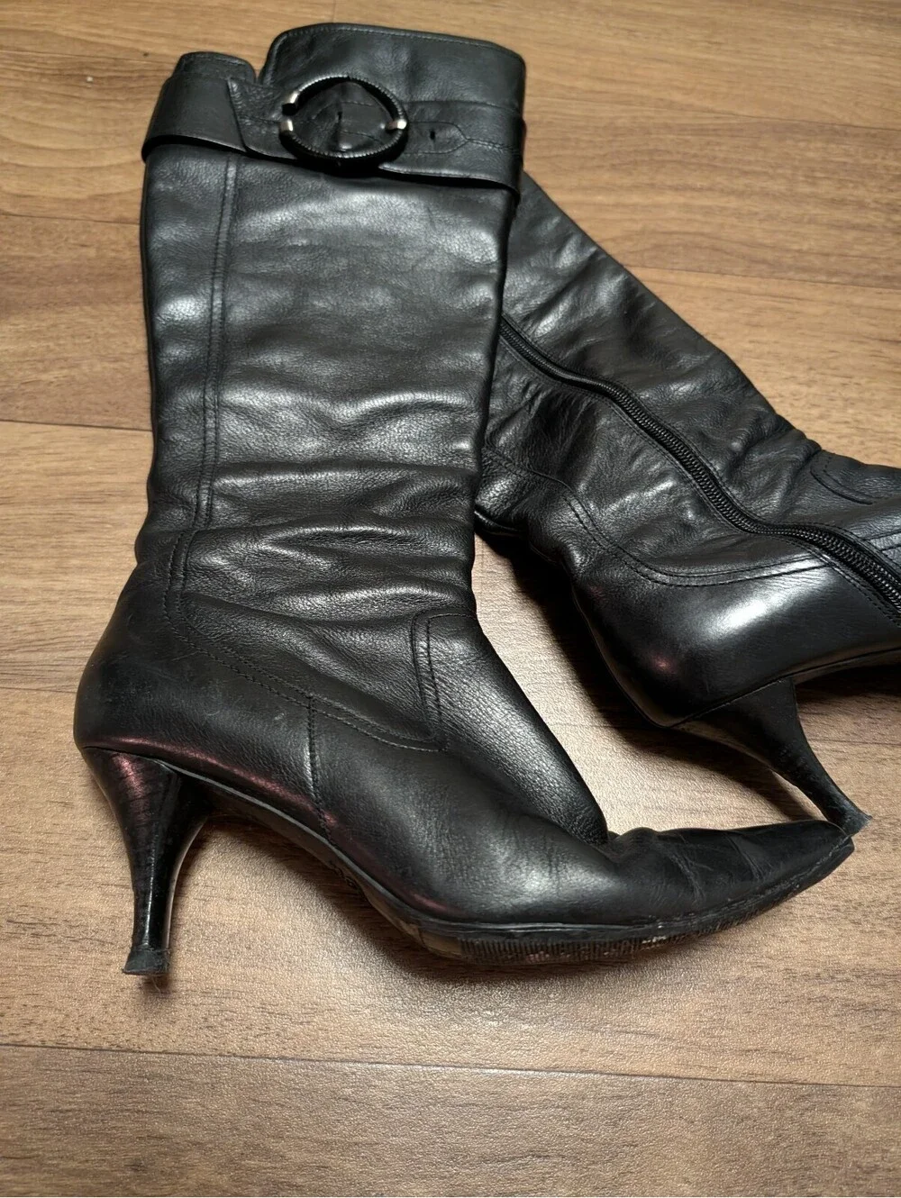 CIRCA by Joan & David Vintage black Simba heeled knee high boots sz 8
